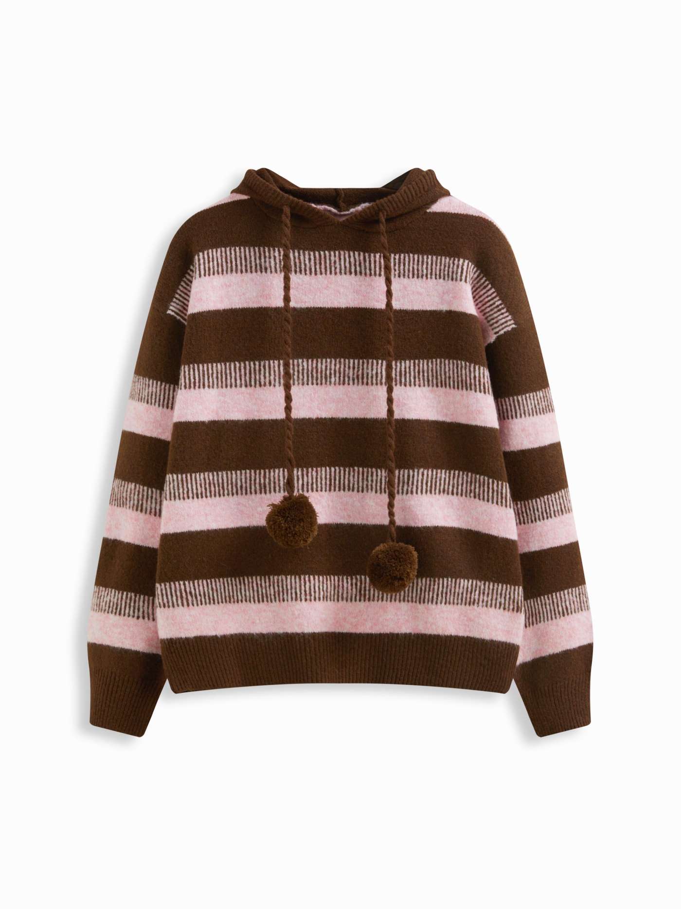 KNIT WOOL-BLEND STRIPED HOODED